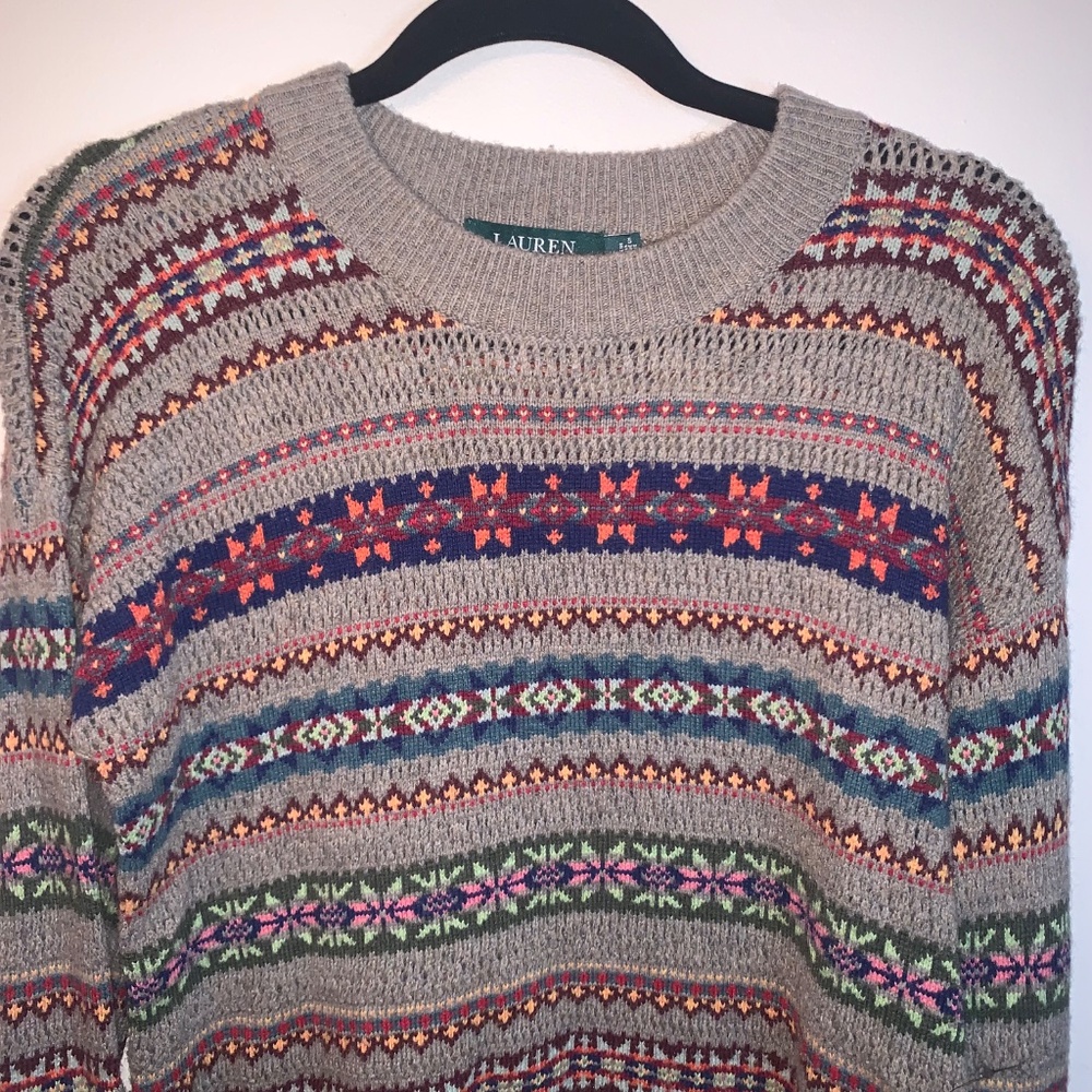 Lauren Ralph Lauren Fair Isle Sweater Wool Blend - Picture 10 of 10